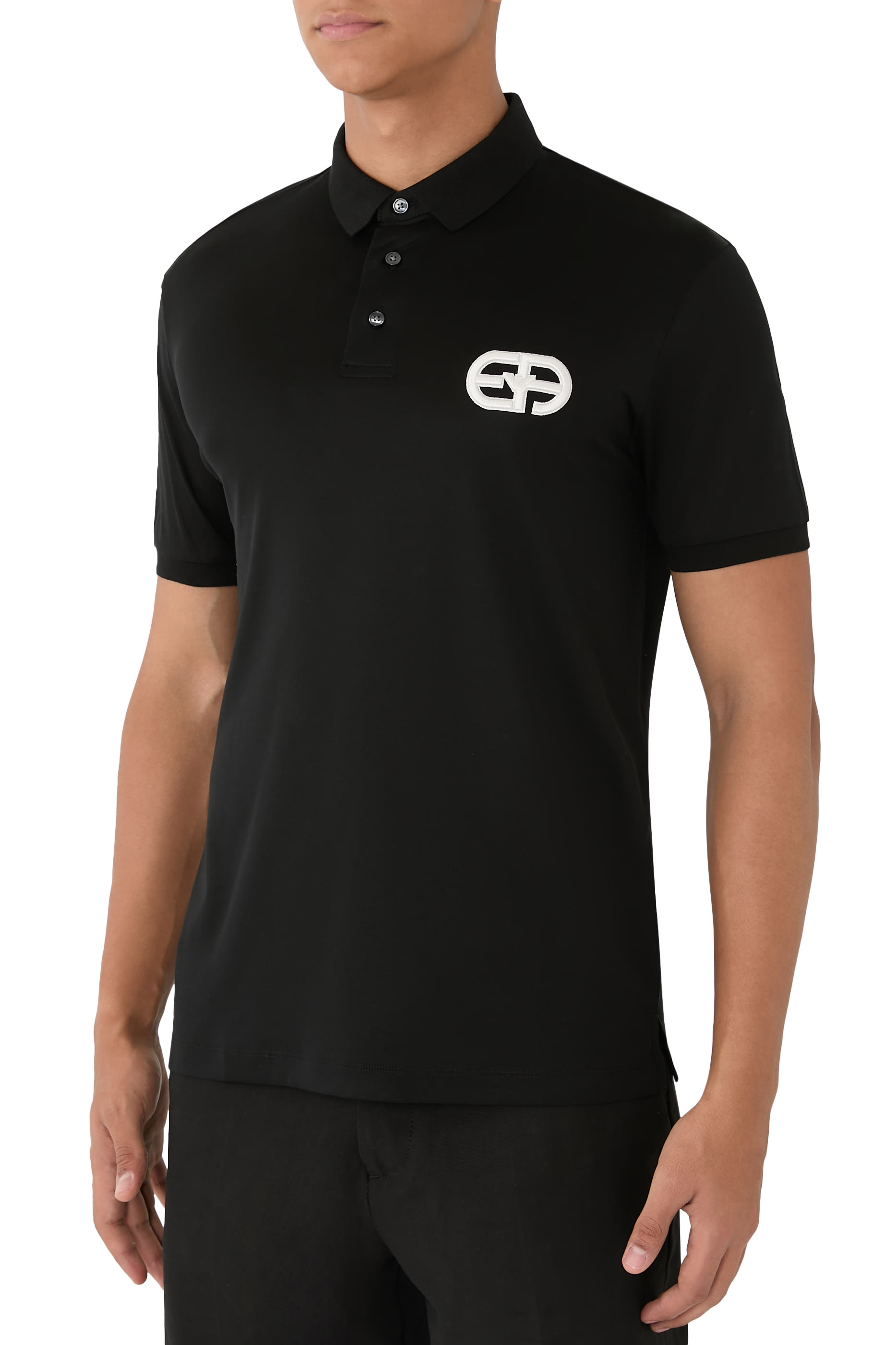 Embossed EA Logo Embroidery Lyocell-Blend Jersey Polo Shirt