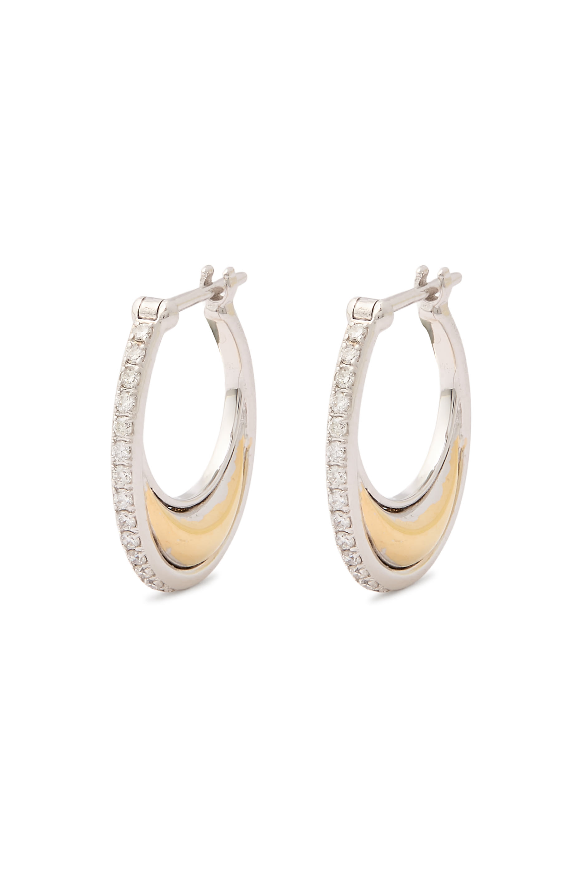 Gold Bloop Moon Earrings, 18K Yellow Gold & Diamonds