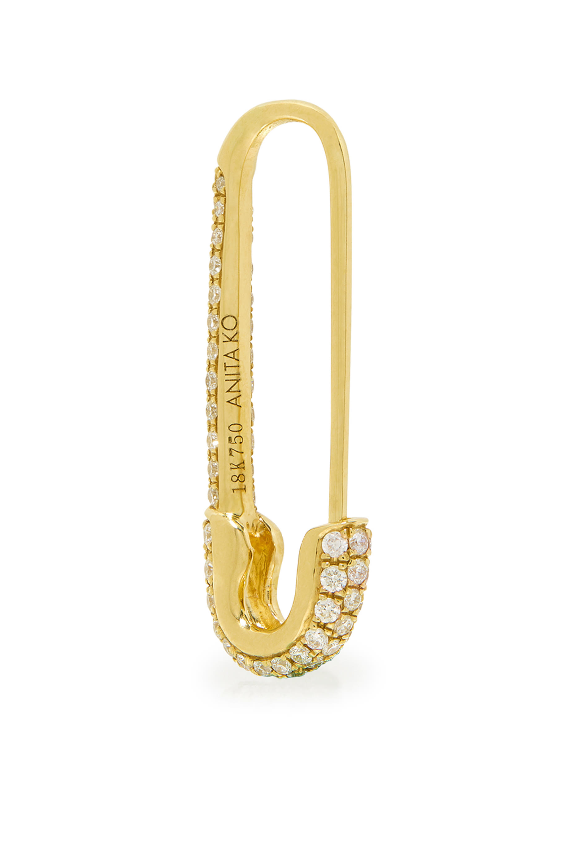 Diamond Safety Pin Earrings, 18k Yellow Gold & Diamonds