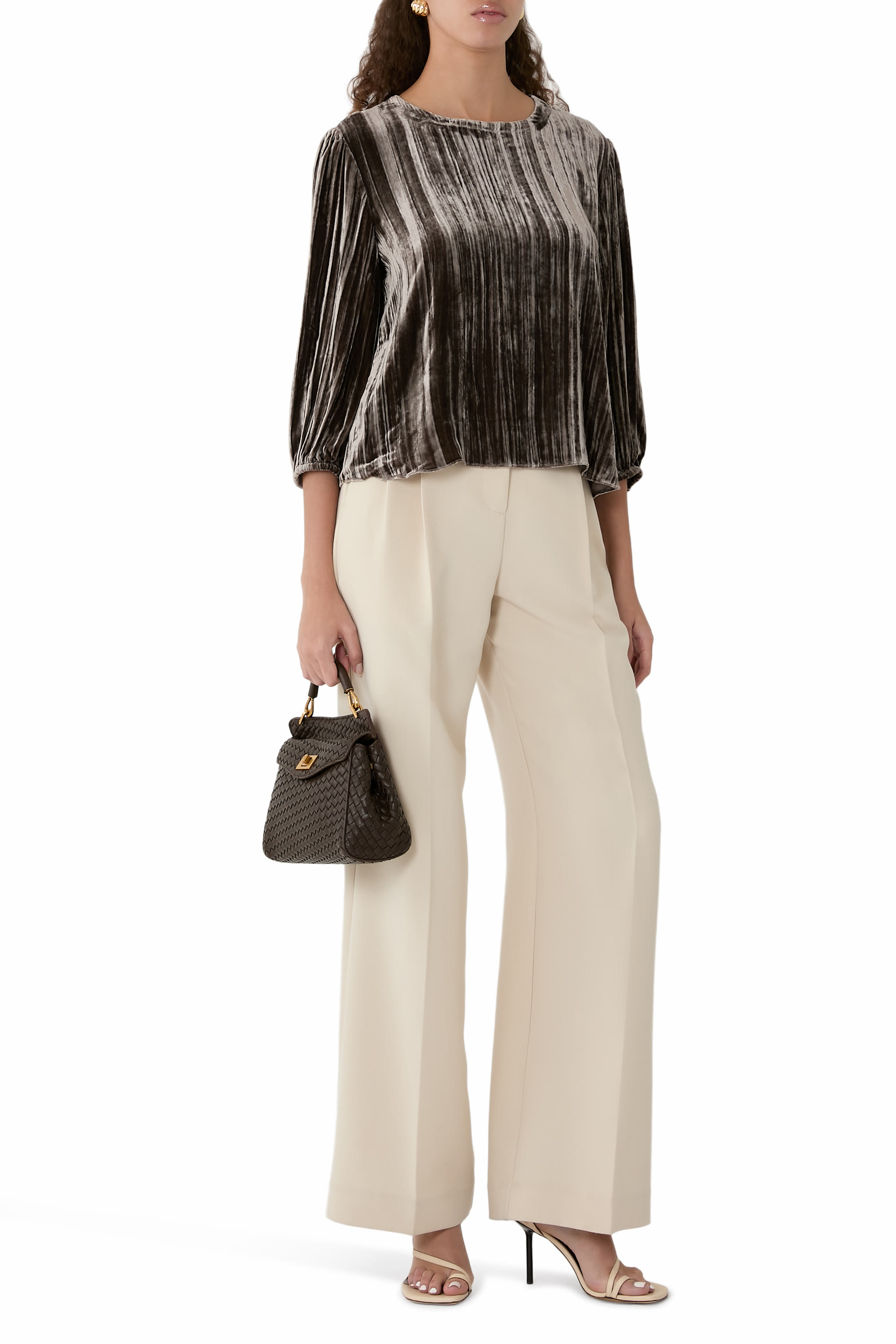 Crushed Velvet Round Neck Top