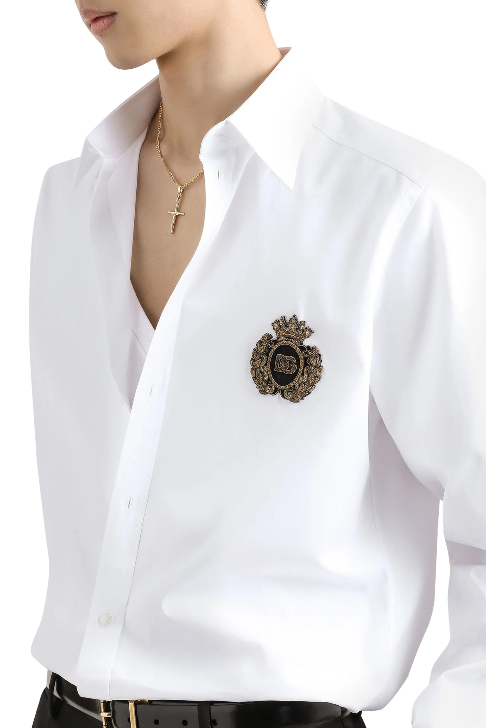 Cotton Shirt with Heraldic Patch